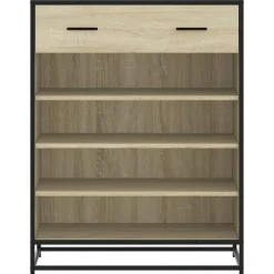 vidaXL Zapatero de madera y metal 75x38x97,5 cm Roble Sonoma Best