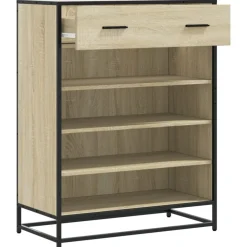 vidaXL Zapatero de madera y metal 75x38x97,5 cm Roble Sonoma Best
