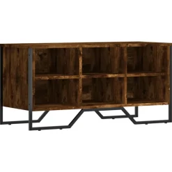 vidaXL Zapatero de madera de ingeniería 90x38x45,5 cm Roble ahumado Clearance