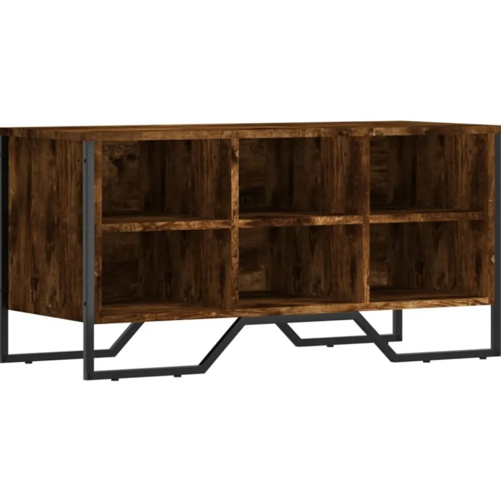 vidaXL Zapatero de madera de ingeniería 90x38x45,5 cm Roble ahumado Clearance