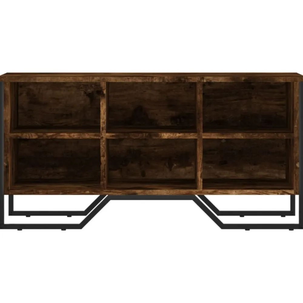 vidaXL Zapatero de madera de ingeniería 90x38x45,5 cm Roble ahumado Clearance
