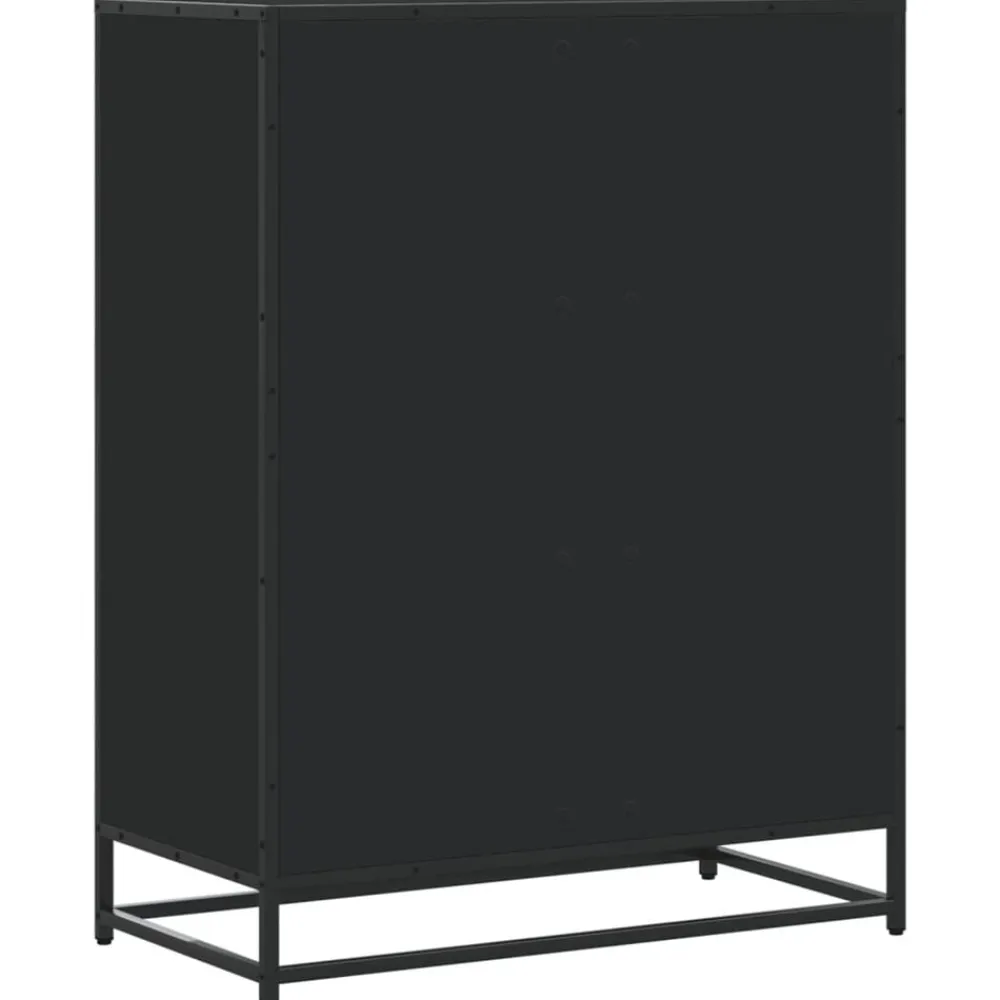 vidaXL Zapatero de madera de ingeniería y metal 75x38x97,5 cm Negro Outlet