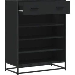 vidaXL Zapatero de madera de ingeniería y metal 75x38x97,5 cm Negro Outlet