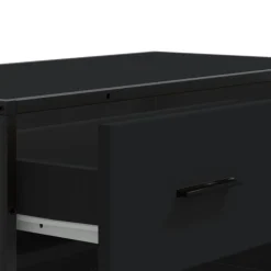 vidaXL Zapatero de madera de ingeniería y metal 75x38x97,5 cm Negro Outlet