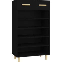 vidaXL Zapatero de madera contrachapada 60x35x105 cm Negro Clearance