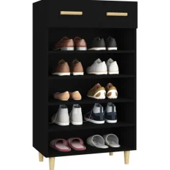 vidaXL Zapatero de madera contrachapada 60x35x105 cm Negro Clearance