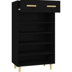 vidaXL Zapatero de madera contrachapada 60x35x105 cm Negro Clearance