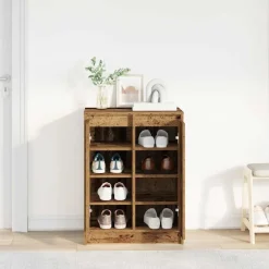 vidaXL Productos Del Hogar-Zapatero de madera vieja 57x34x76 cm Madera de ingeniería