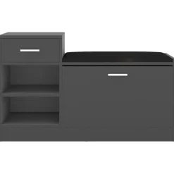 vidaXL Zapatero de madera de ingeniería 94,5x31x57 cm Gris Clearance