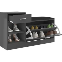 vidaXL Zapatero de madera de ingeniería 94,5x31x57 cm Gris Clearance