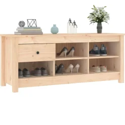 vidaXL Zapatero de madera maciza de pino 110x38x45,5 cm Natural Sale