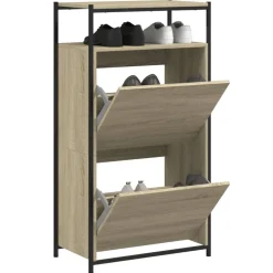vidaXL Zapatero de madera de ingeniería 60x34x112 cm Roble Sonoma New