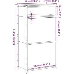 vidaXL Zapatero de madera de ingeniería 60x34x112 cm Roble Sonoma New