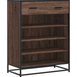vidaXL Zapatero de madera y metal marrón roble 75x38x97,5 cm Marr&oacute;n roble Outlet