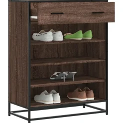 vidaXL Zapatero de madera y metal marrón roble 75x38x97,5 cm Marr&oacute;n roble Outlet