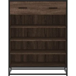vidaXL Zapatero de madera y metal marrón roble 75x38x97,5 cm Marr&oacute;n roble Outlet