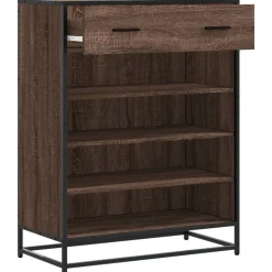 vidaXL Zapatero de madera y metal marrón roble 75x38x97,5 cm Marr&oacute;n roble Outlet