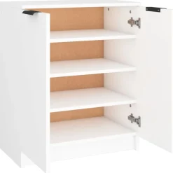 vidaXL Zapatero de madera contrachapada 59x35x70 cm Blanco New