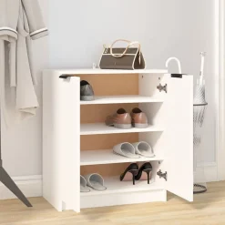 vidaXL Zapatero de madera contrachapada 59x35x70 cm Blanco New