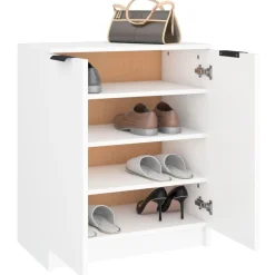 vidaXL Zapatero de madera contrachapada 59x35x70 cm Blanco New
