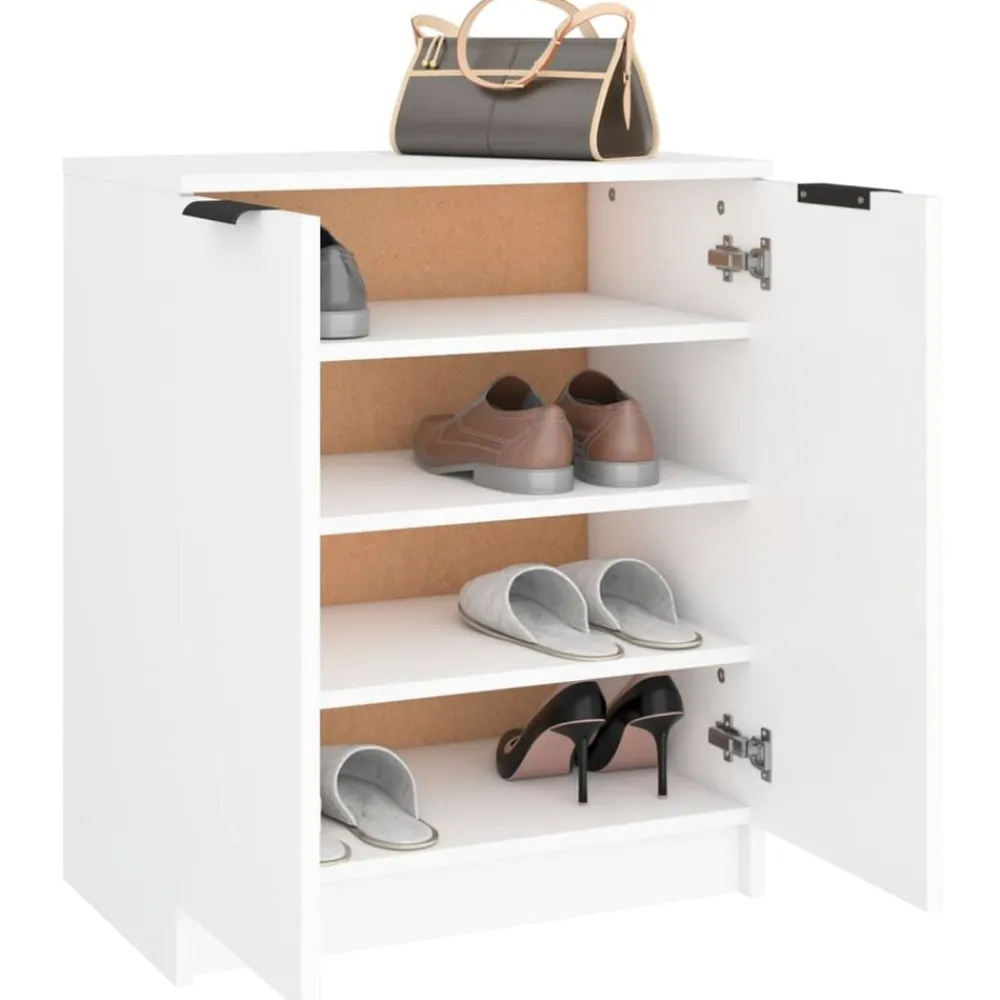 vidaXL Zapatero de madera contrachapada 59x35x70 cm Blanco New