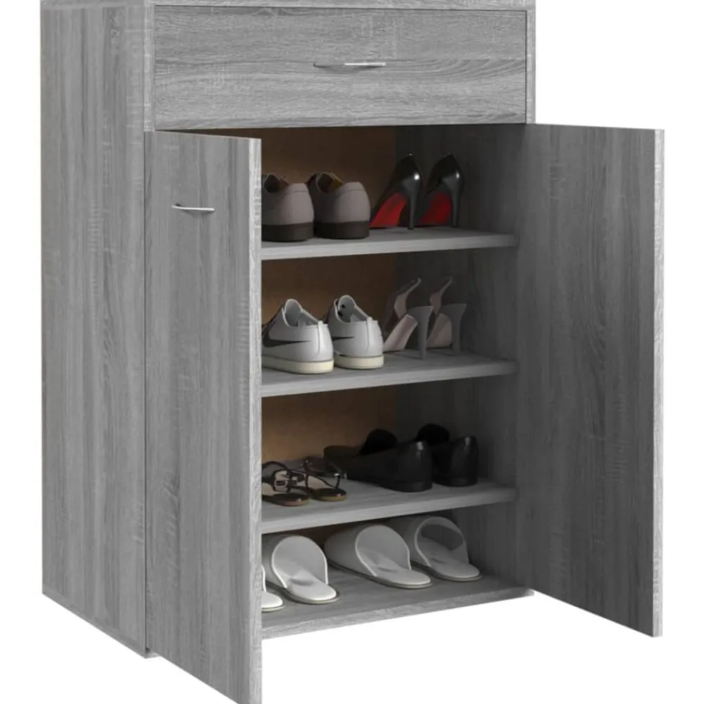 vidaXL Zapatero de madera contrachapada 60x35x84 cm Gris sonoma Outlet