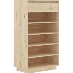 vidaXL Zapatero de madera maciza de pino 60x34x105 cm Natural Online