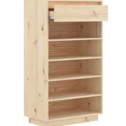 vidaXL Zapatero de madera maciza de pino 60x34x105 cm Natural Online