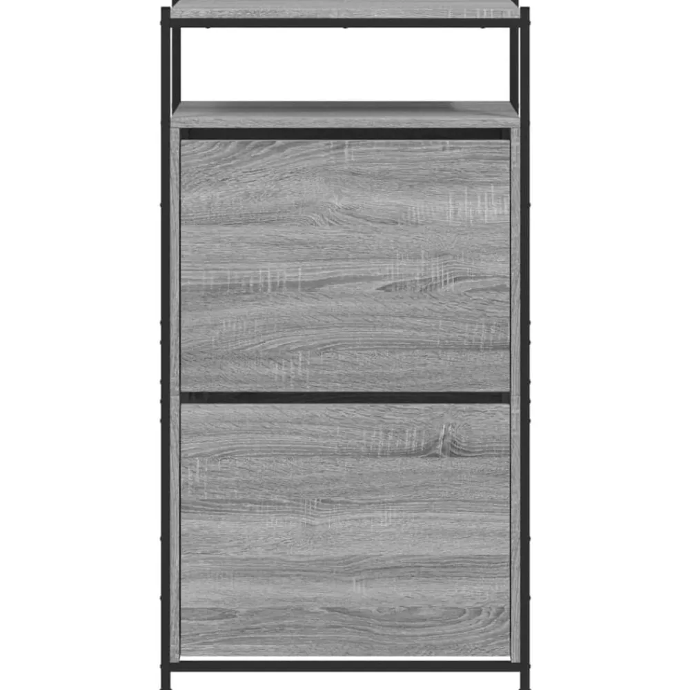 vidaXL Zapatero de madera de ingeniería 60x34x112 cm Gris sonoma Online