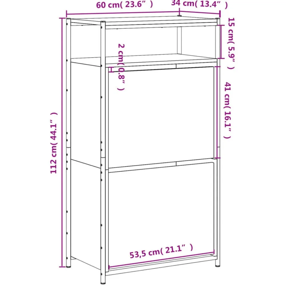 vidaXL Zapatero de madera de ingeniería 60x34x112 cm Gris sonoma Online