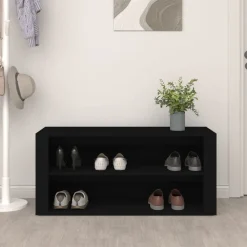vidaXL Zapatero de madera contrachapada 100x35x45 cm Negro Best
