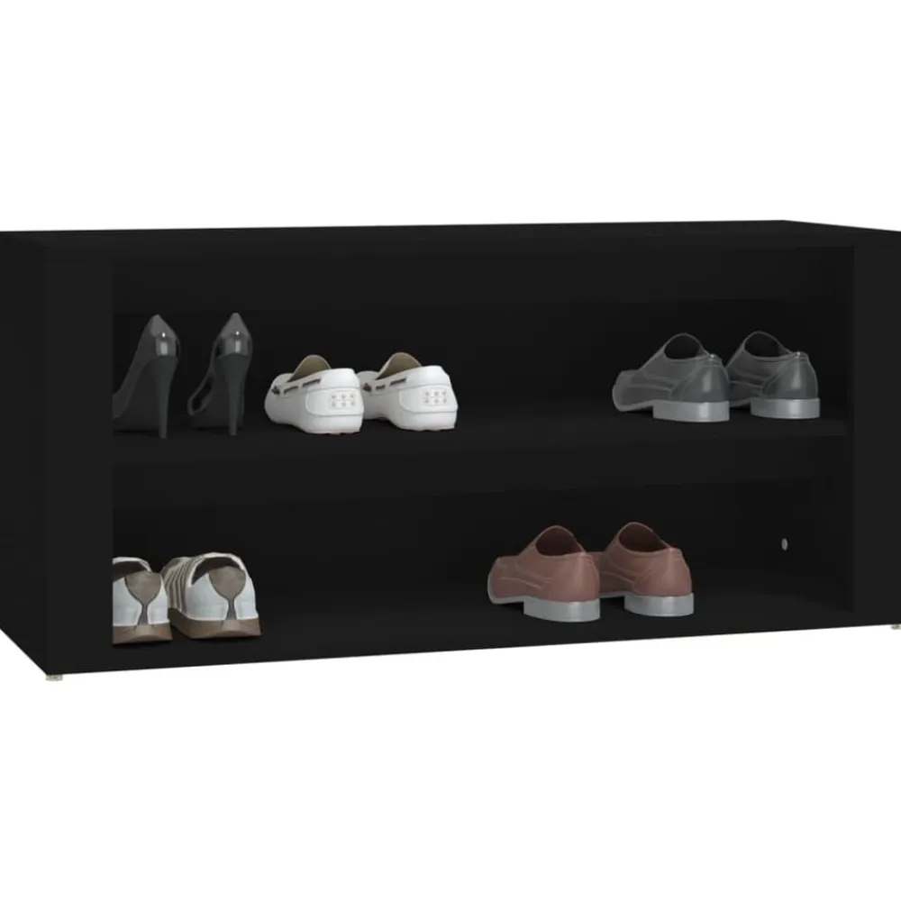 vidaXL Zapatero de madera contrachapada 100x35x45 cm Negro Best