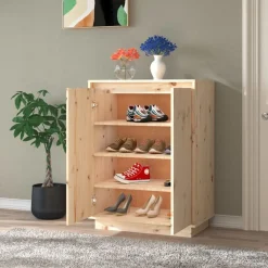 vidaXL Productos Del Hogar-Zapatero de madera maciza de pino 60x35x80 cm