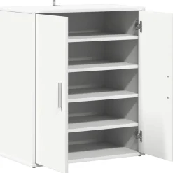 vidaXL Zapatero de madera de ingeniería 60x35x70 cm Blanco Discount