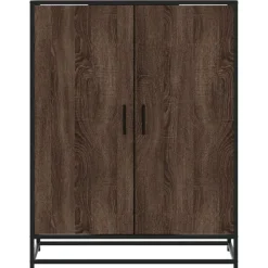 vidaXL Productos Del Hogar-Zapatero de madera y metal marrón roble 75x38x97,5 cm