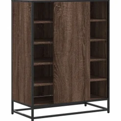 vidaXL Productos Del Hogar-Zapatero de madera y metal marrón roble 75x38x97,5 cm