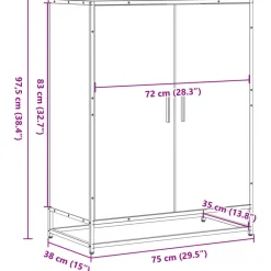 vidaXL Productos Del Hogar-Zapatero de madera y metal marrón roble 75x38x97,5 cm