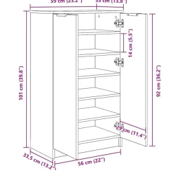 vidaXL Zapatero de madera contrachapada 59x35x100,5 cm Blanco Discount
