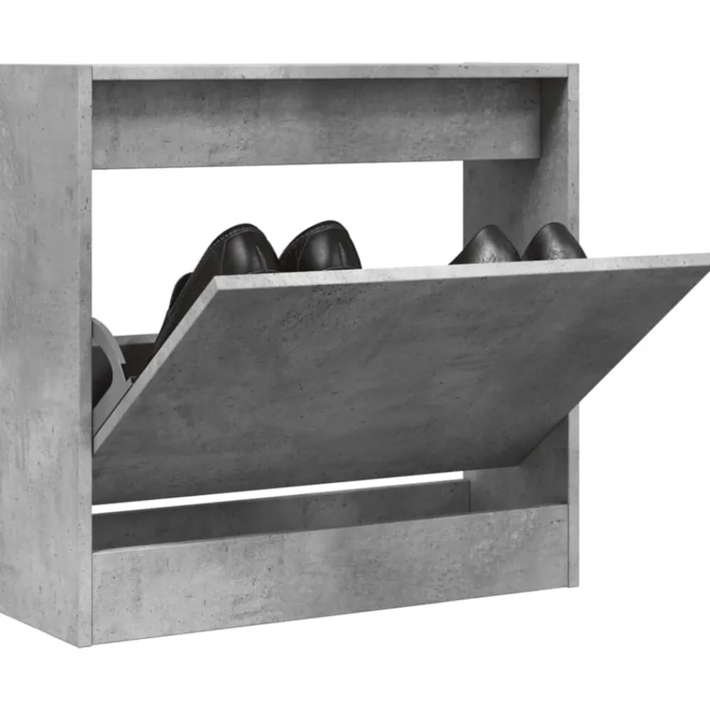 vidaXL Zapatero de madera de ingeniería gris hormigón 60x21x57 cm Gris hormigón Outlet