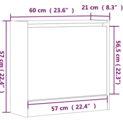 vidaXL Zapatero de madera de ingeniería gris hormigón 60x21x57 cm Gris hormigón Outlet