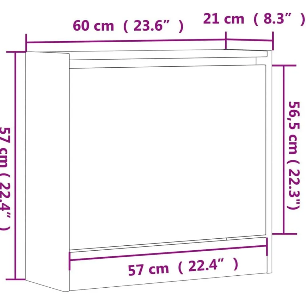 vidaXL Zapatero de madera de ingeniería gris hormigón 60x21x57 cm Gris hormigón Outlet