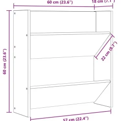vidaXL Zapatero de pared madera contrachapada gris brillo 60x18x60 cm gris brillante