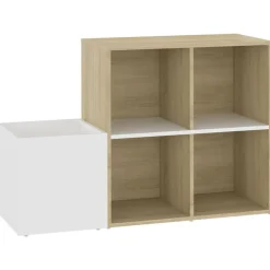 vidaXL Zapatero de recibidor contrachapado blanco roble 105x35,5x70 cm Blanco y roble sonoma Online