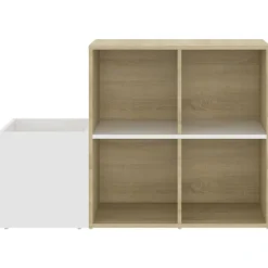 vidaXL Zapatero de recibidor contrachapado blanco roble 105x35,5x70 cm Blanco y roble sonoma Online