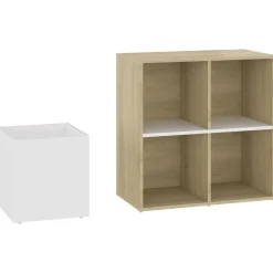 vidaXL Zapatero de recibidor contrachapado blanco roble 105x35,5x70 cm Blanco y roble sonoma Online