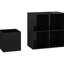vidaXL Zapatero de recibidor contrachapado negro brillo 105x35,5x70 cm negro brillante Best