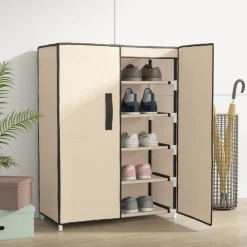 vidaXL Zapatero de tela 60x28x90 cm Crema Best