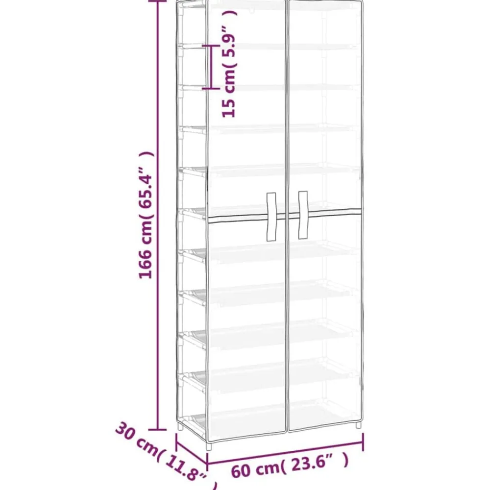 vidaXL Productos Del Hogar-Zapatero de tela 60x30x166 cm