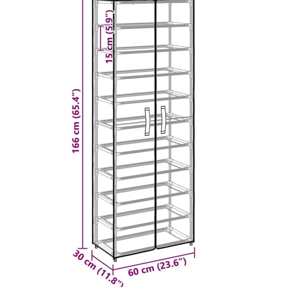 vidaXL Productos Del Hogar-Zapatero de tela 60x30x166 cm