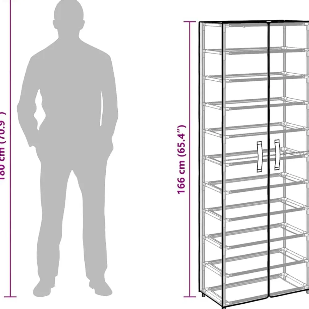 vidaXL Productos Del Hogar-Zapatero de tela 60x30x166 cm